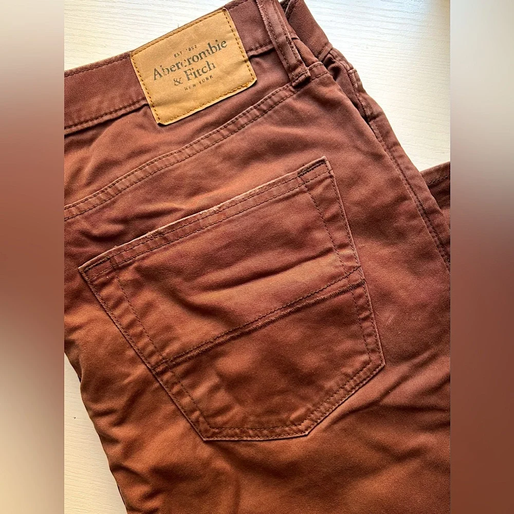 EUC Abercrombie & Fitch Men’s Skinny cotton pants 5 pocket brown Sz 34x32
